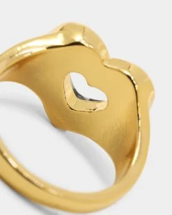 Raising Hell Checkered Heart Ring Gold/Black -Sportswear Women Store 09000310 YG201 default 0050