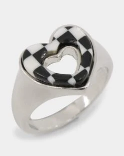 Raising Hell Women's Checkered Heart Ring White/Gold/Black 16 Raising Hell Women's Checkered Heart Ring White/Gold/Black -Sportswear Women Store 09000310 YW806 default 0050
