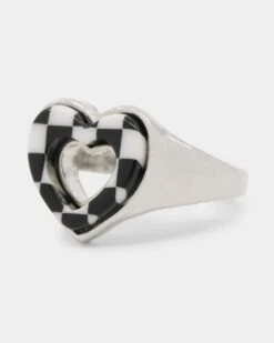 Raising Hell Women's Checkered Heart Ring White/Gold/Black 17 Raising Hell Women's Checkered Heart Ring White/Gold/Black -Sportswear Women Store 09000310 YW806 default 0060