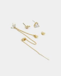 Raising Hell Women's Adina Heart Earrings Chain Iced Gold -Sportswear Women Store 09000607 YI026 default 0050