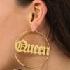 Raising Hell Women's Queen Hoop Earrings Gold -Sportswear Women Store 09000682 YG200 womens 002