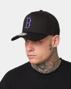 New Era Boston Red Sox Metal Badge 9FORTY K-Frame Snapback Black/Iridescent -Sportswear Women Store 194457736626 mens 0100