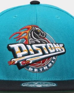 Mitchell & Ness Detroit Pistons 'Team 2 Tone 2.0 Hardwood Classics' Fitted Teal -Sportswear Women Store 195563747407 default 0050