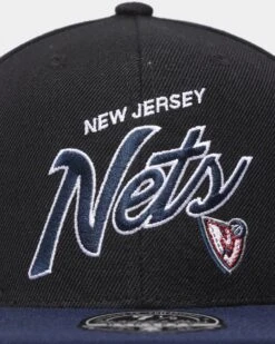 Mitchell & Ness Brooklyn Nets 'Team Script 2.0 Hardwood Classics' Fitted Black -Sportswear Women Store 195563835883 default 0050