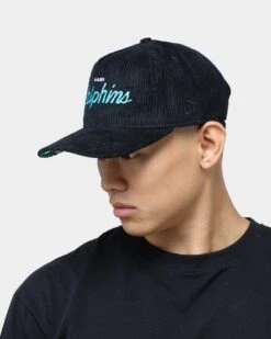 New Era Miami Dolphins "Black Cord" Old Golfer Snapback Black -Sportswear Women Store 195599743459 mens 0100