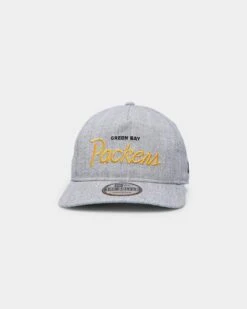 New Era Green Bay Packers Script Old Golfer Snapback Heather Grey