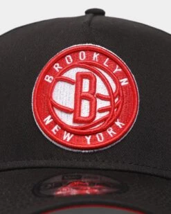 New Era Brooklyn Nets 'Black/Scarlet' 9FORTY A-Frame Snapback Black 12 New Era Brooklyn Nets 'Black/Scarlet' 9FORTY A-Frame Snapback Black -Sportswear Women Store 196080456124 default 0050
