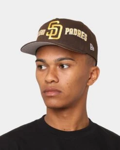New Era San Diego Padres 'Shadow Team Logo' Old Golfer Snapback Original Team Colours -Sportswear Women Store 196174173142 mens 0100
