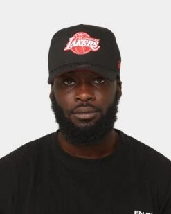 New Era Los Angeles Lakers 9FORTY K-Frame Snapback Black/Scarlet -Sportswear Women Store 196175766770 mens 0100