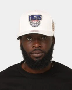 Mitchell & Ness Brooklyn Nets 'Hardwood Classics Patch' Classic Red Snapback Cream -Sportswear Women Store 196294228937 mens 0100