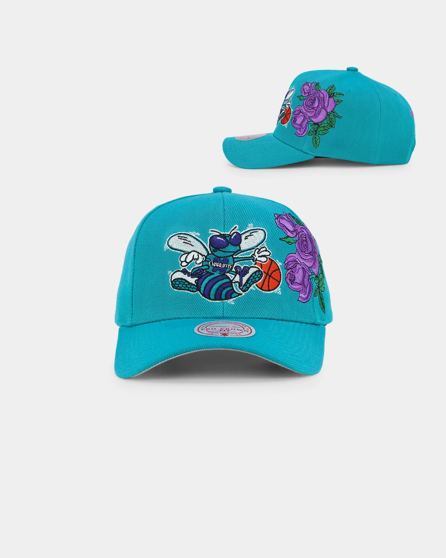 Mitchell & Ness Charlotte Hornets 'Roses HWC' Pro Crown Snapback Teal 3 Mitchell & Ness Charlotte Hornets 'Roses HWC' Pro Crown Snapback Teal
