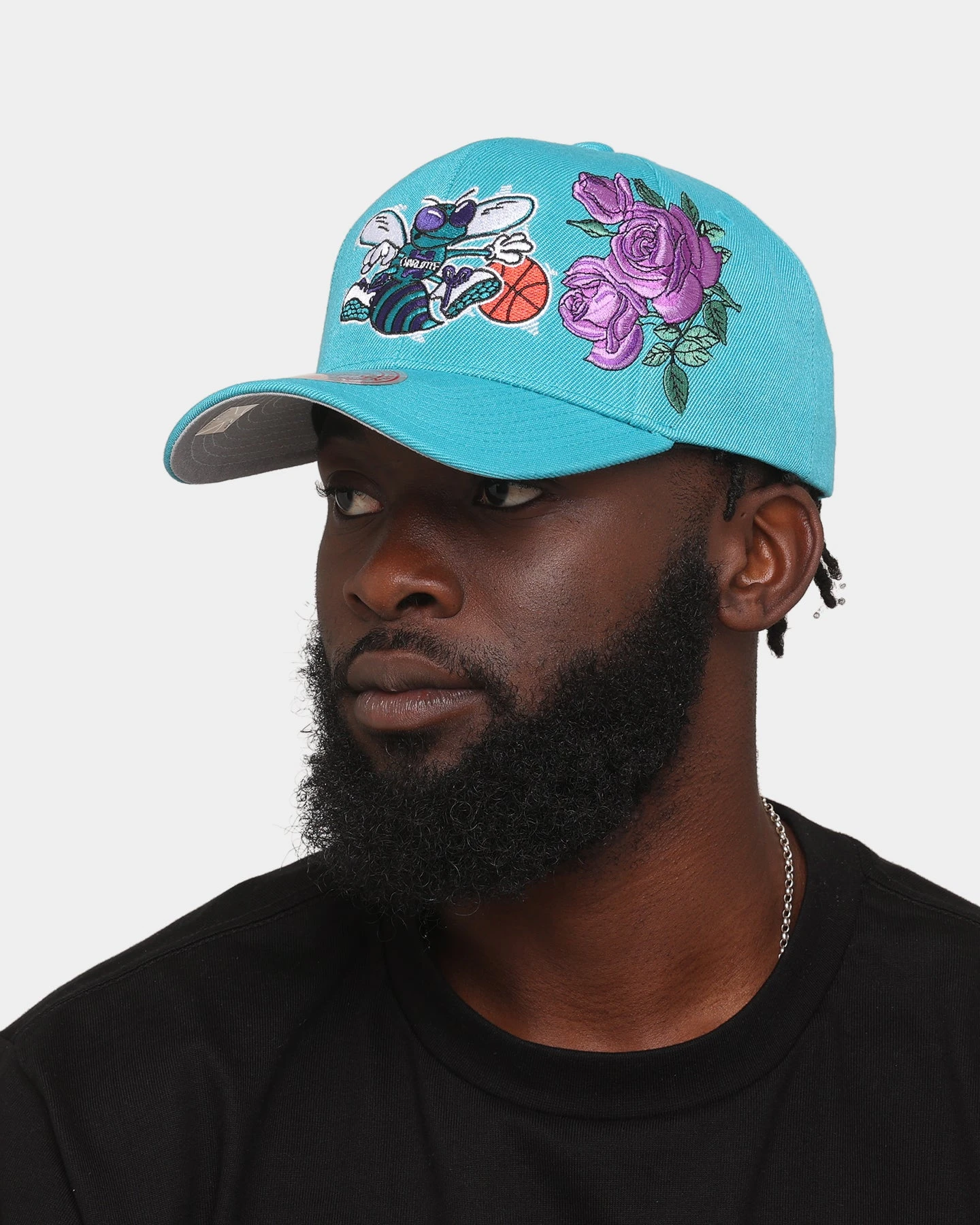 Mitchell & Ness Charlotte Hornets 'Roses HWC' Pro Crown Snapback Teal 4 Mitchell & Ness Charlotte Hornets 'Roses HWC' Pro Crown Snapback Teal - Image 2