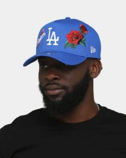New Era Los Angeles Dodgers Rose Emblem 9Forty A-Frame Snapback Blue -Sportswear Women Store 196313253414 mens 0100