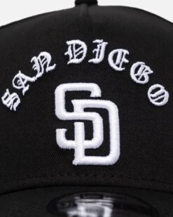 New Era San Diego Padres 'Gothic Arch' 9FORTY A-Frame Snapback Black/White -Sportswear Women Store 197882781155 default 0050