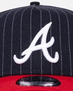 New Era Atlanta Braves '2-Tone Pinstripe' 9FORTY A-Frame Snapback Pinstripe -Sportswear Women Store 197883879394 default 0050