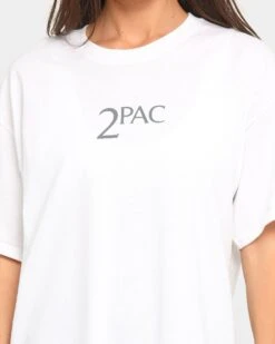 Tupac Social Message Short Sleeve T-Shirt White -Sportswear Women Store 4454569421992 womens 0050