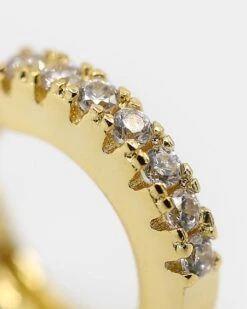 Raising Hell Women's 2mm Iced Huggie Earring Iced Gold -Sportswear Women Store 4454569768349 default 00040