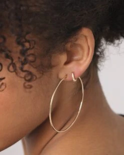 Raising Hell Women's 2mm Iced Huggie Earring Iced Gold