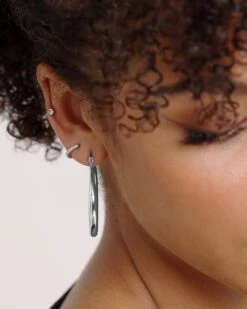 Raising Hell Women's 2mm Iced Huggie Earring Iced White Gold -Sportswear Women Store 4454569768356 default 00020