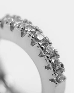 Raising Hell Women's 2mm Iced Huggie Earring Iced White Gold -Sportswear Women Store 4454569768356 default 00040