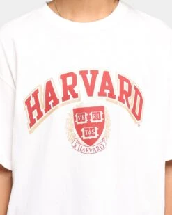 NATIONAL COLLEGIATE ATHLETIC ASSC Harvard University Team Arch Logo Vintage T-Shirt Vintage White -Sportswear Women Store 9353380255777 womens 0040